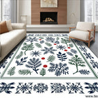 Winter Snowflakes Greenery Border Rug