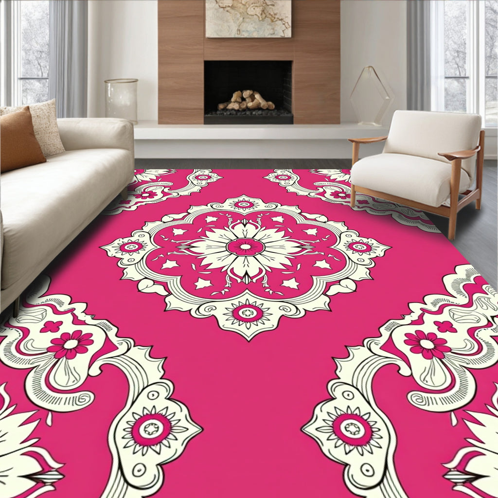 Ornate Floral Medallion Pattern Rug