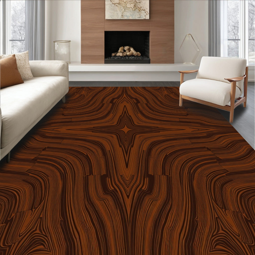 Dark Wood Grain Abstract Pattern Rug