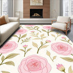 Soft Pink Rose Pattern Design Rug