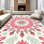Coral Teal Floral Sunburst Rug