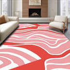 Pink White Swirl Abstract Pattern Rug