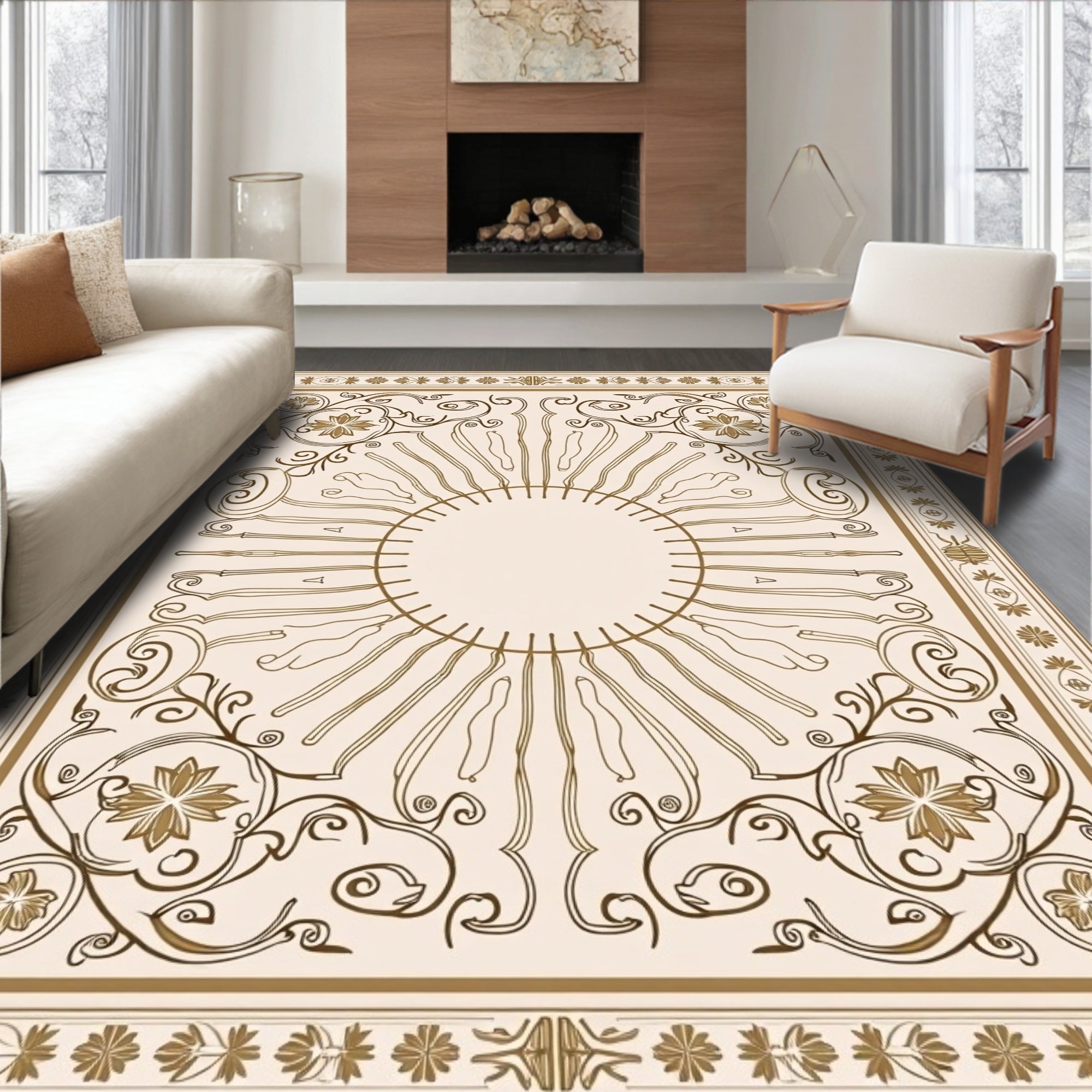 Sunburst Ornamental Flourish Design Rug