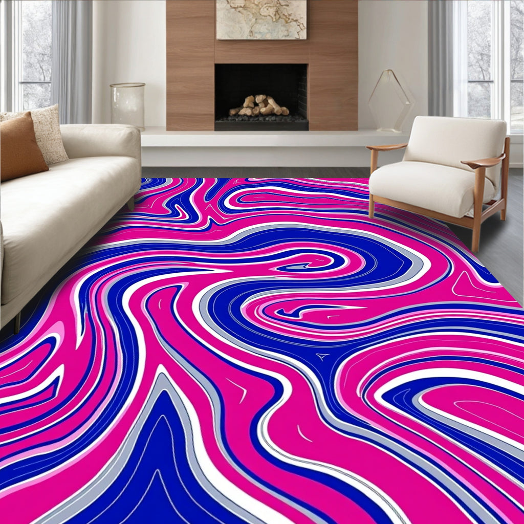 Bold Pink Blue Swirl Pattern Rug