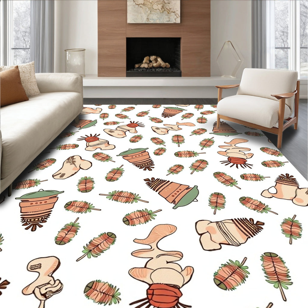 Organic Shapes Botanical Pattern Rug