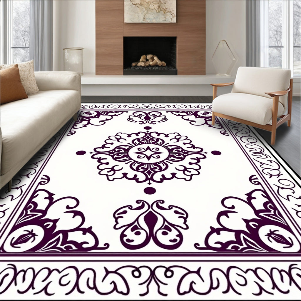 Ornate Floral Tile Pattern Rug