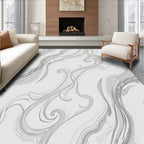 Abstract Grey Swirls Lines Pattern Rug
