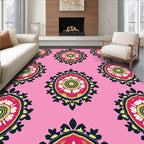 Pink Floral Medallion Pattern Rug