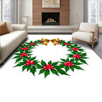 Gold Bow Holly Berry Wreath Rug