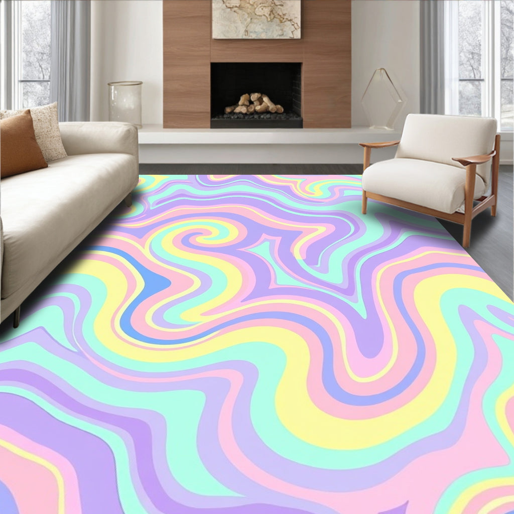 Pastel Swirl Abstract Pattern Rug