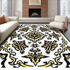 Classic Yellow Black Damask Design Rug