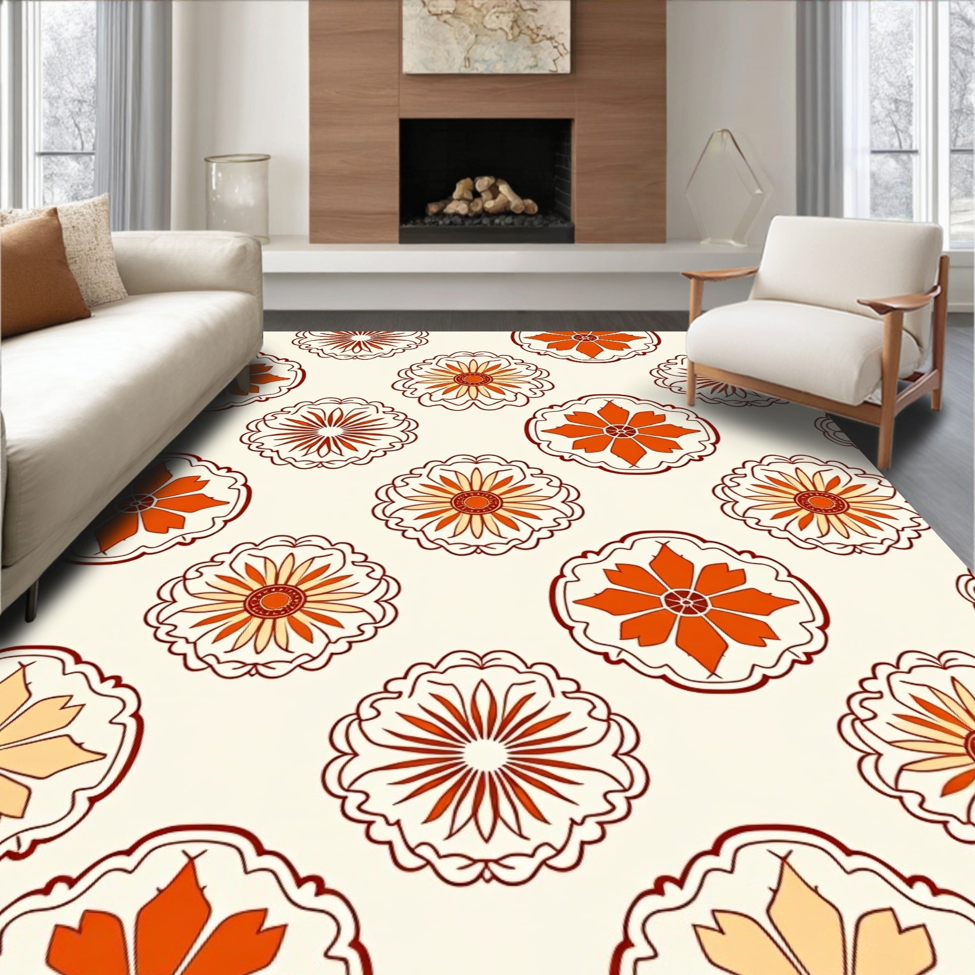 Floral Medallion Pattern Rug