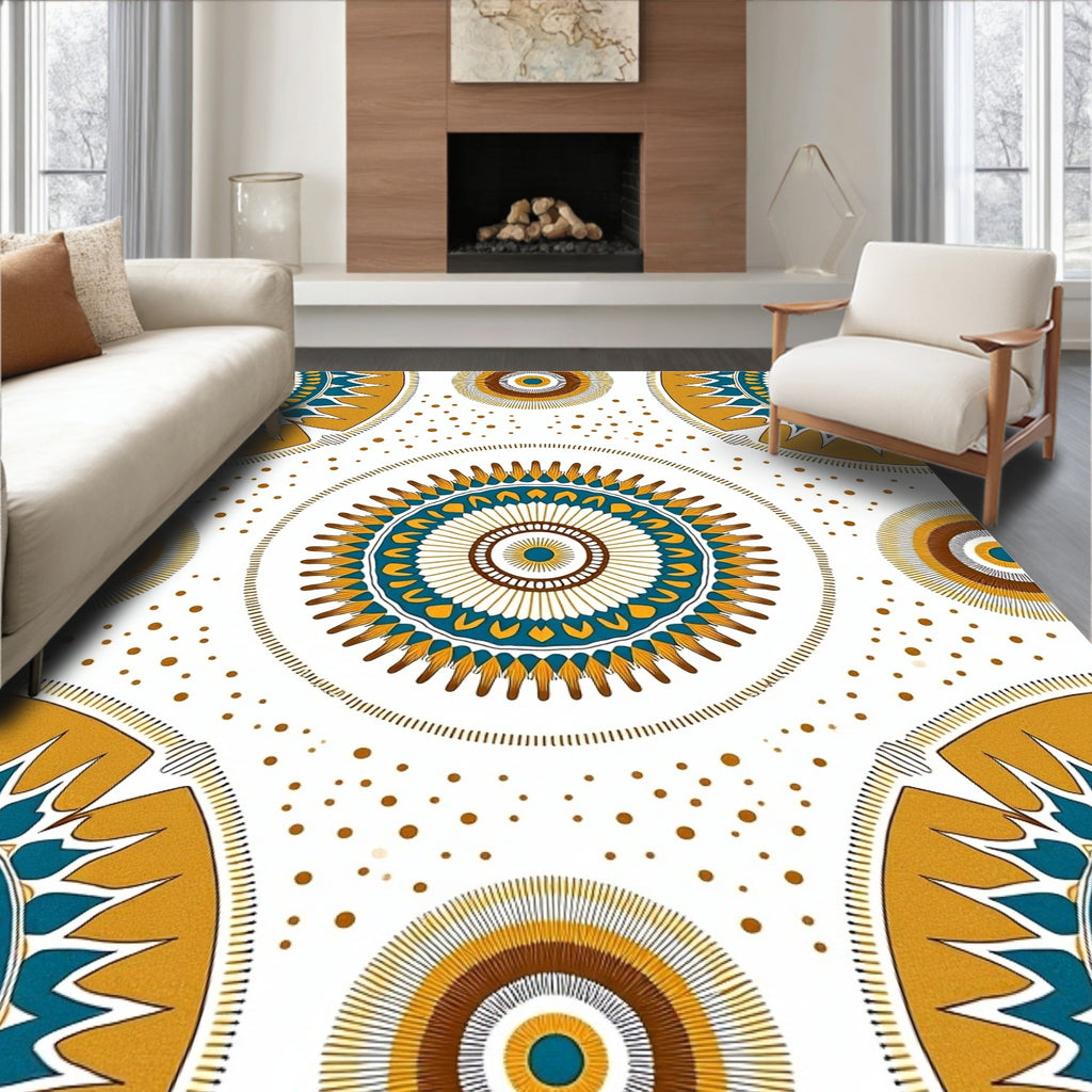 Sunburst Mandala Pattern Pillow Rug