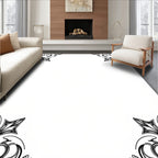 Classic Black Swirl Corner Pattern Rug