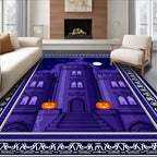 Spooky Castle With Pumpkins Design Rug