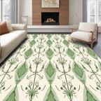 Green Floral Diamond Patterned Vintage Rug