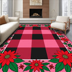 Red Buffalo Plaid Floral Border Rug
