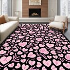 Pink Hearts With Twigs Pattern Rug
