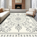 Floral Mandala Outline Line Art Rug