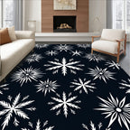 Midnight Navy White Snowflake Burst Rug