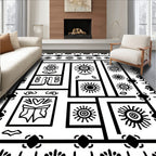 Bold Sun Leaf Graphic Pattern Rug