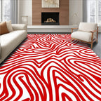 Bold Red Organic Lines Design Rug