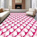 Modern Geometric Pink White Pattern Rug
