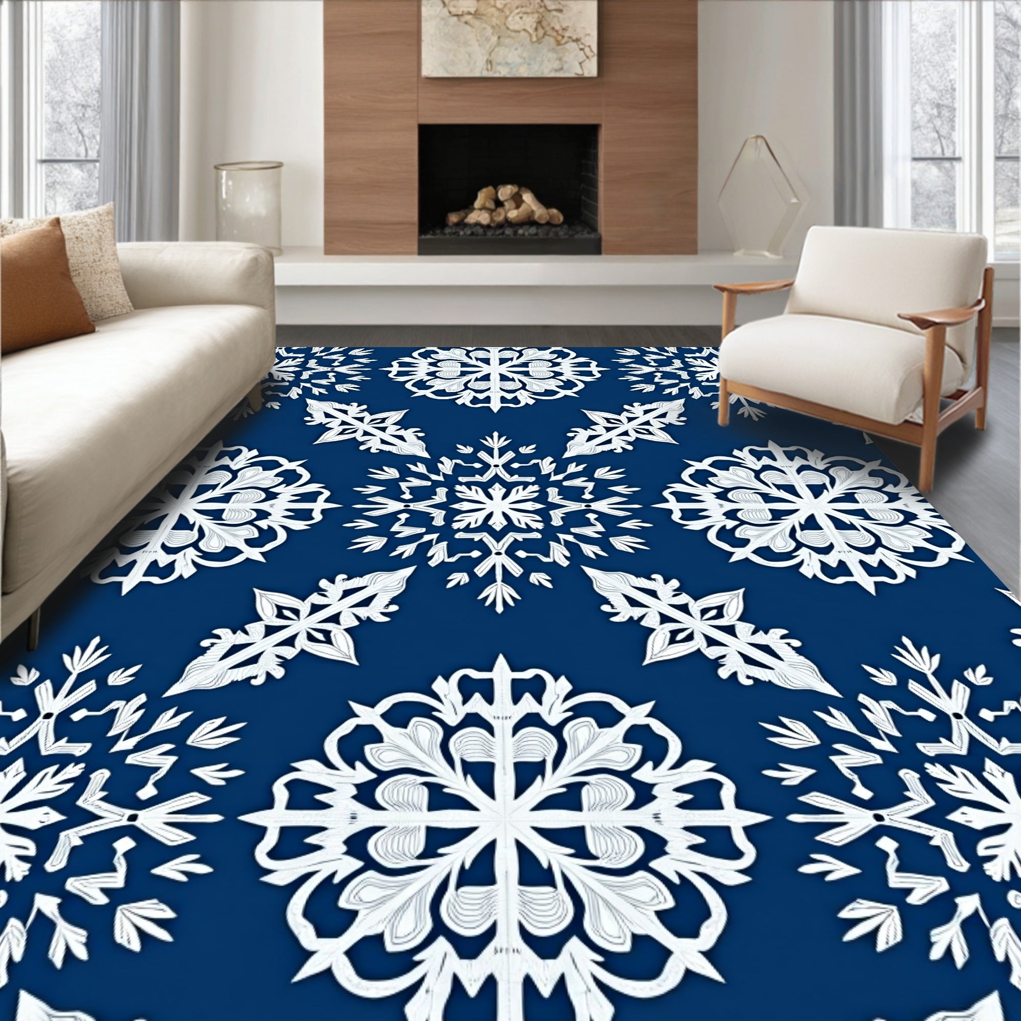 Winter Snowflake Pattern Design Rug