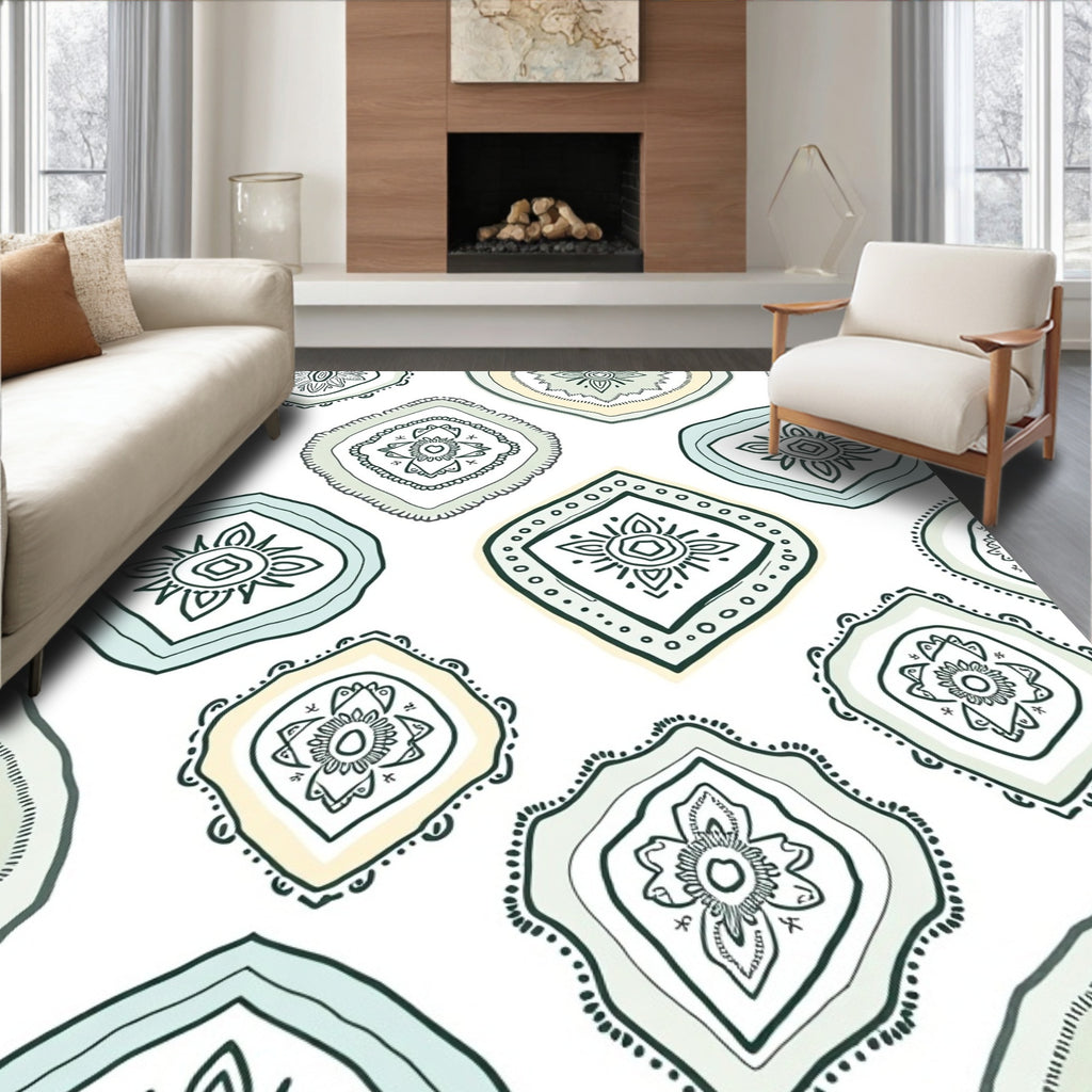 Distressed Boho Style Medallions Rug