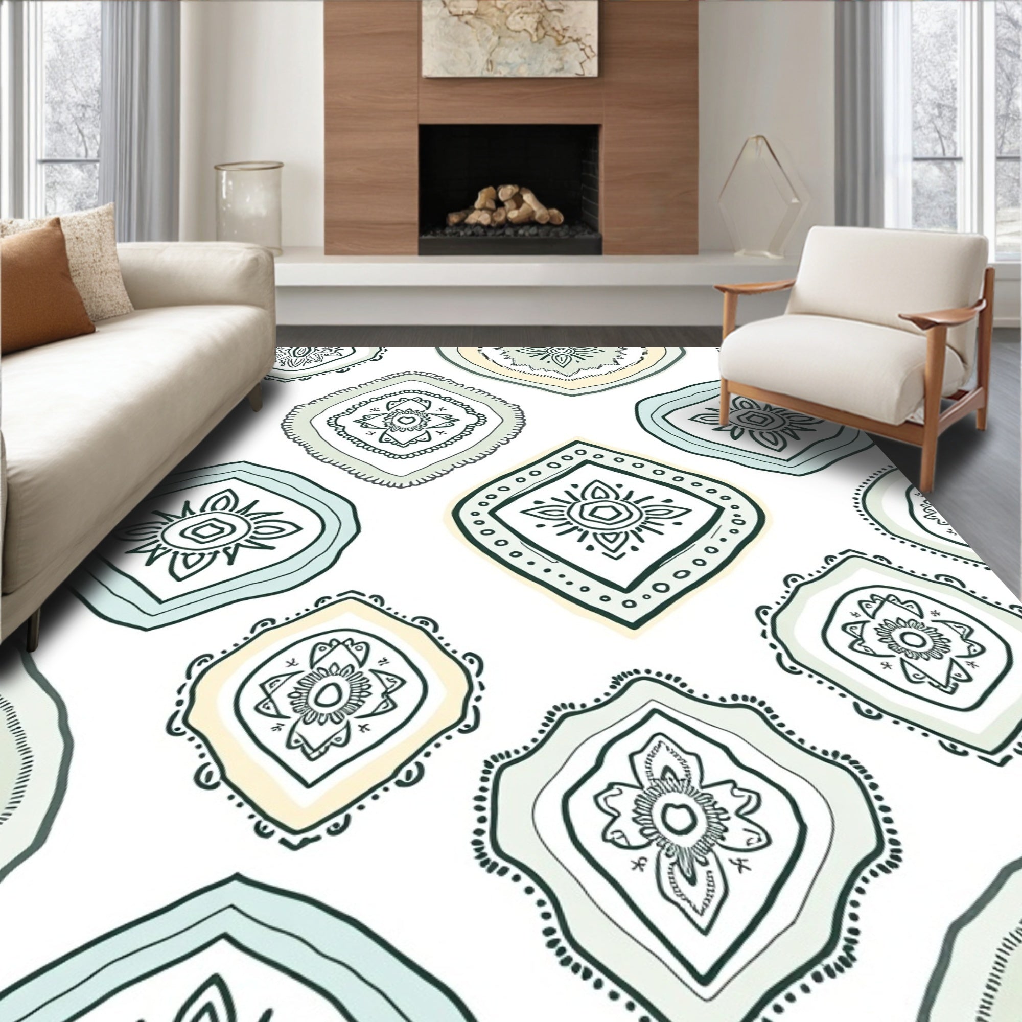 Distressed Boho Style Medallions Rug