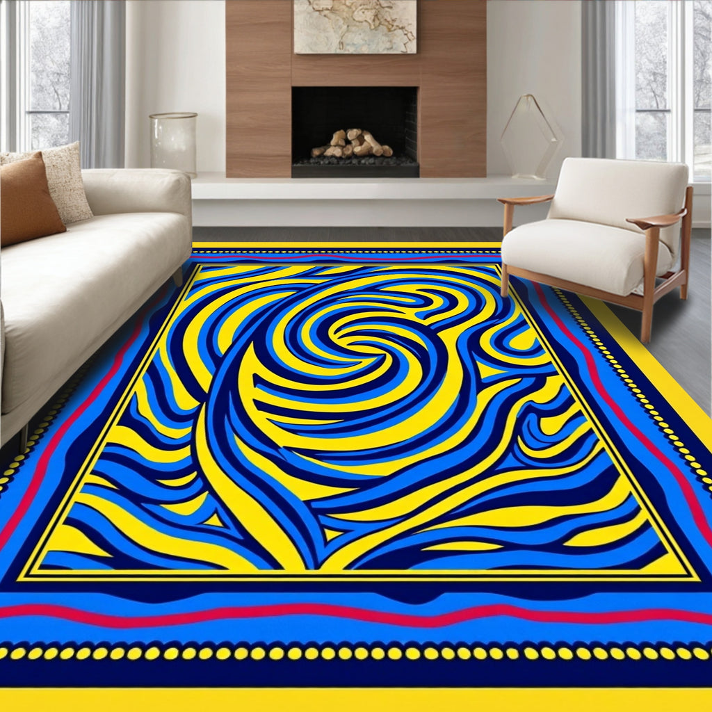 Vivid Abstract Swirl Pattern Design Rug