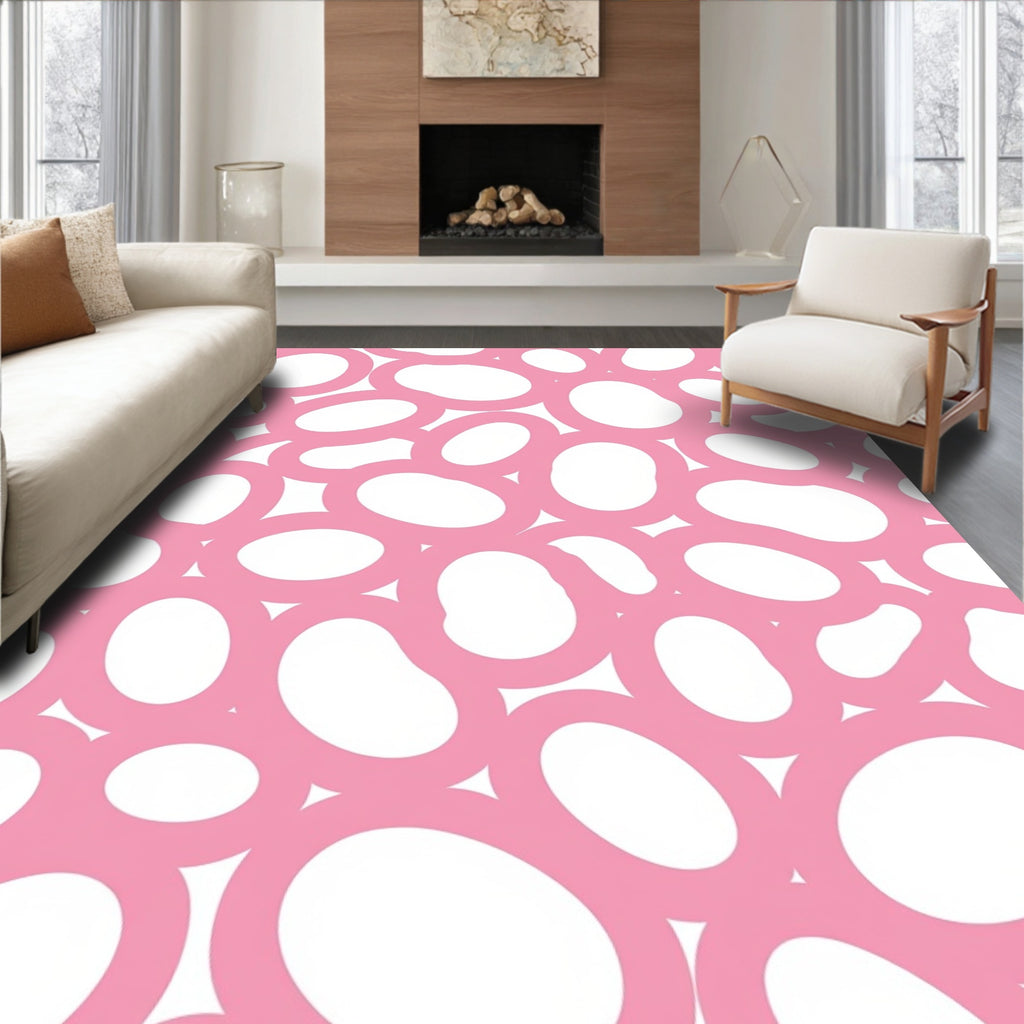 Playful Pink Abstract Organic Shapes Rug