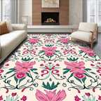 Pink Floral Baroque Pattern Rug