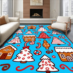Whimsical Gingerbread Christmas Trees Houses Rug