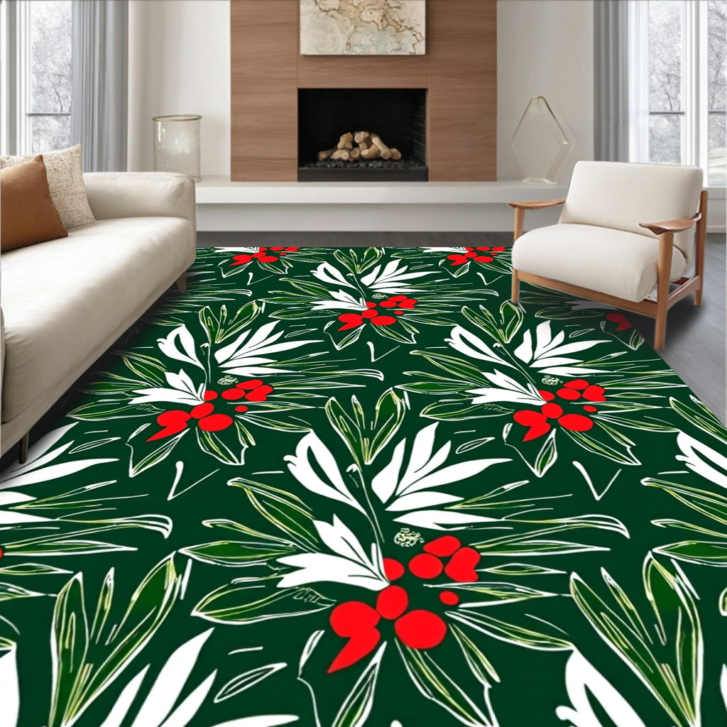 Bold Leaf Berry Abstract Pattern Rug