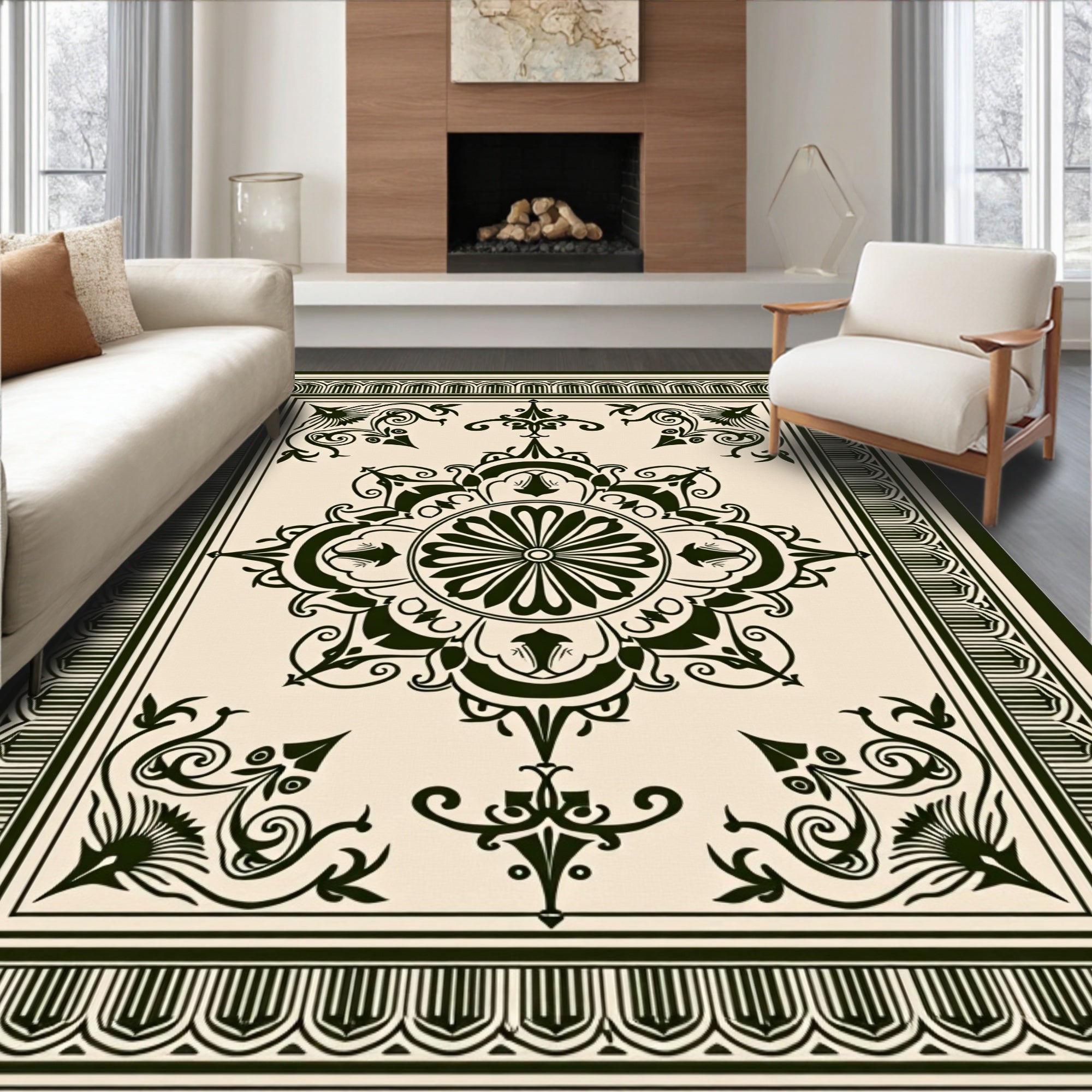 Vintage Intricate Floral Medallion Rug