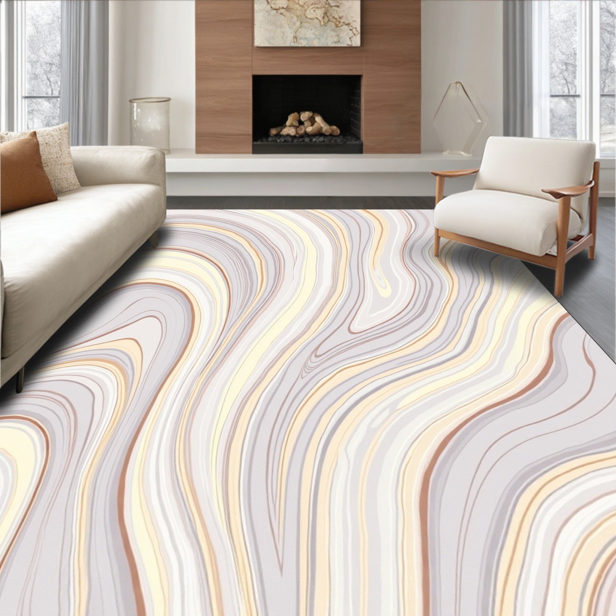 Soft Agate Swirl Pattern Rug