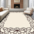 Ornate Floral Vine Border Design Rug