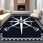 Star Compass Ornate Border Design Rug
