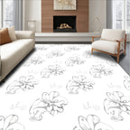 Delicate Flower Sketch Pattern Rug