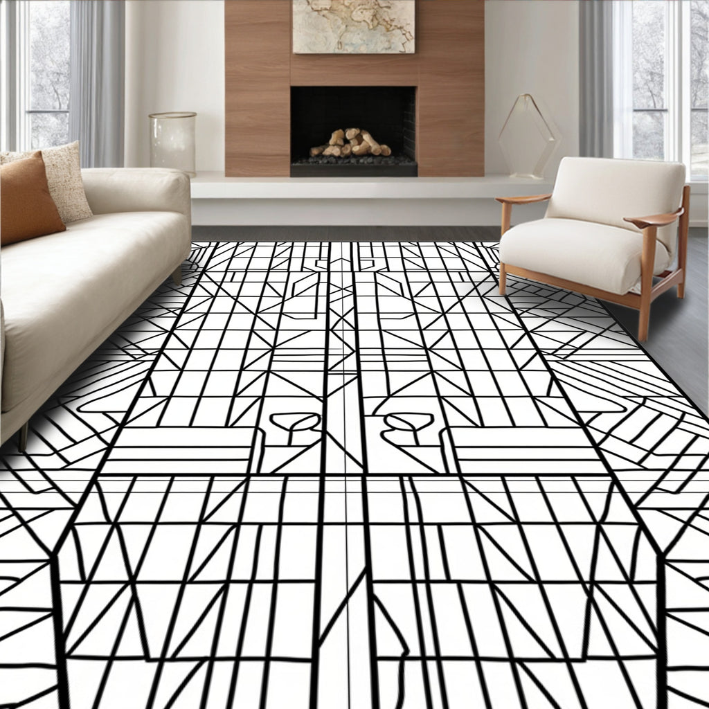 Modern Geometric Glass Panel Design Rug