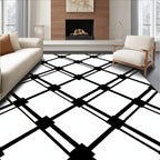 Minimalist Black White Diamond Grid Rug