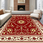 Red Floral Medallion Ornamental Design Rug