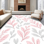 Soft Pink Gray Foliage Pattern Rug