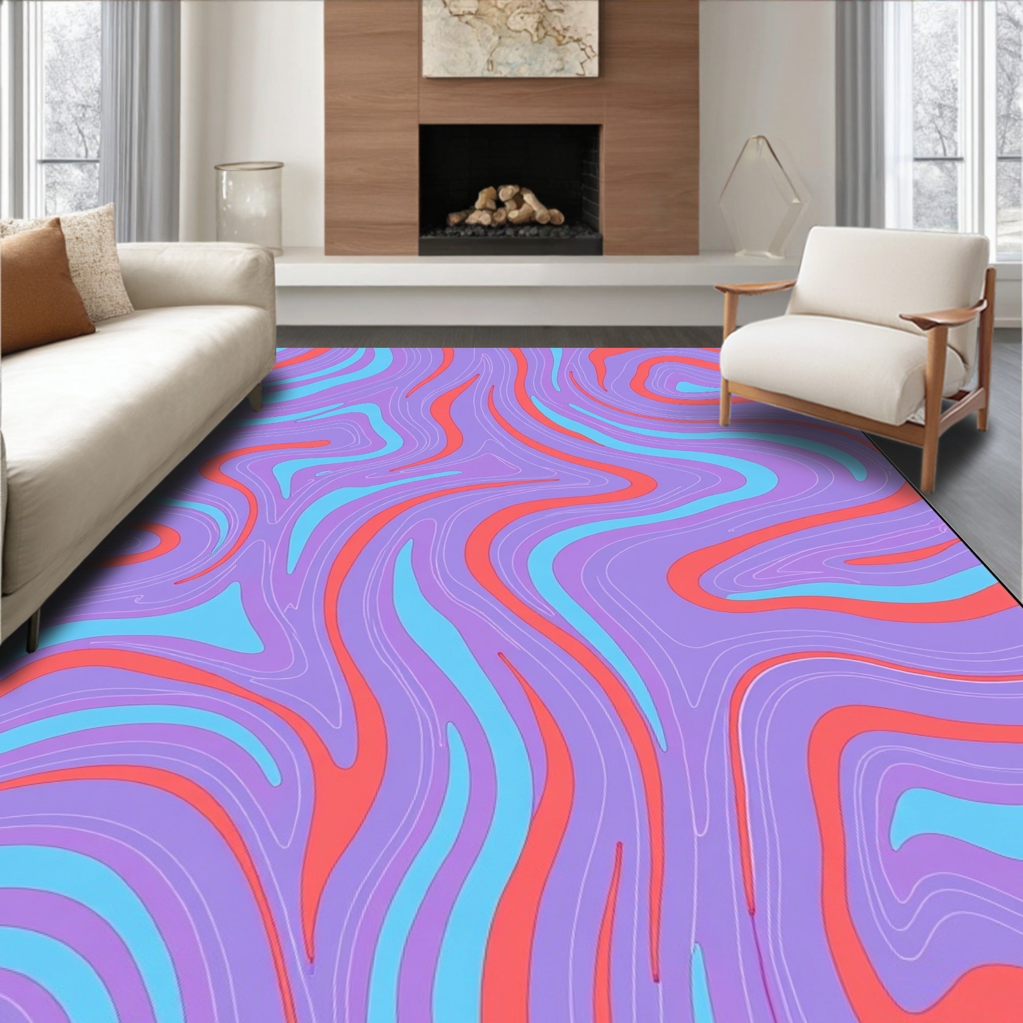 Retro Swirl Abstract Pattern Rug