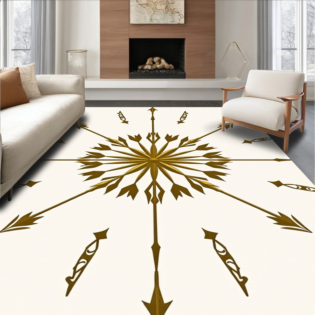 Gold Starburst Arrow Pattern Rug