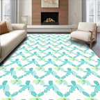 Abstract Aqua Geometric Repeating Pattern Rug