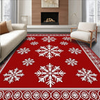 Red Snowflake Festive Pattern Rug