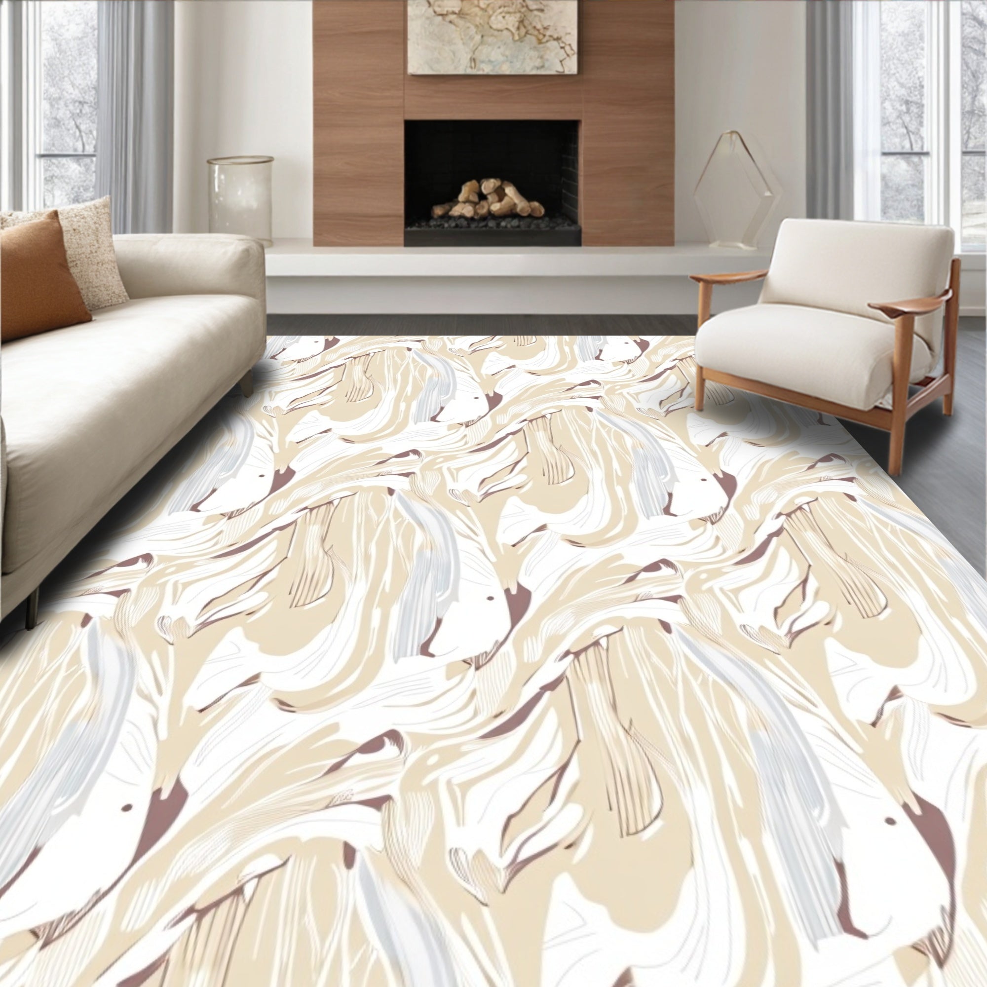 Abstract Swirls Lines Pattern Rug