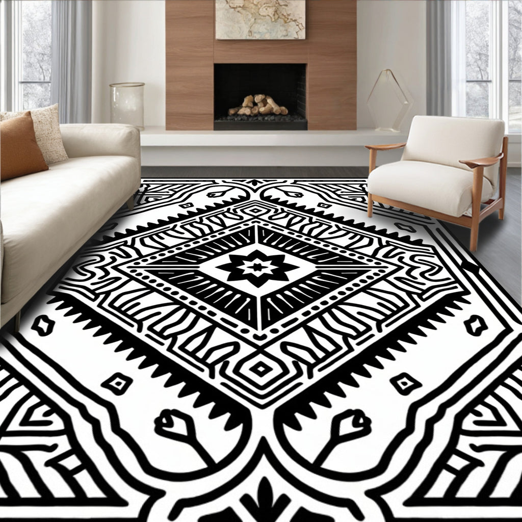 Bold Geometric Star Motif Rug